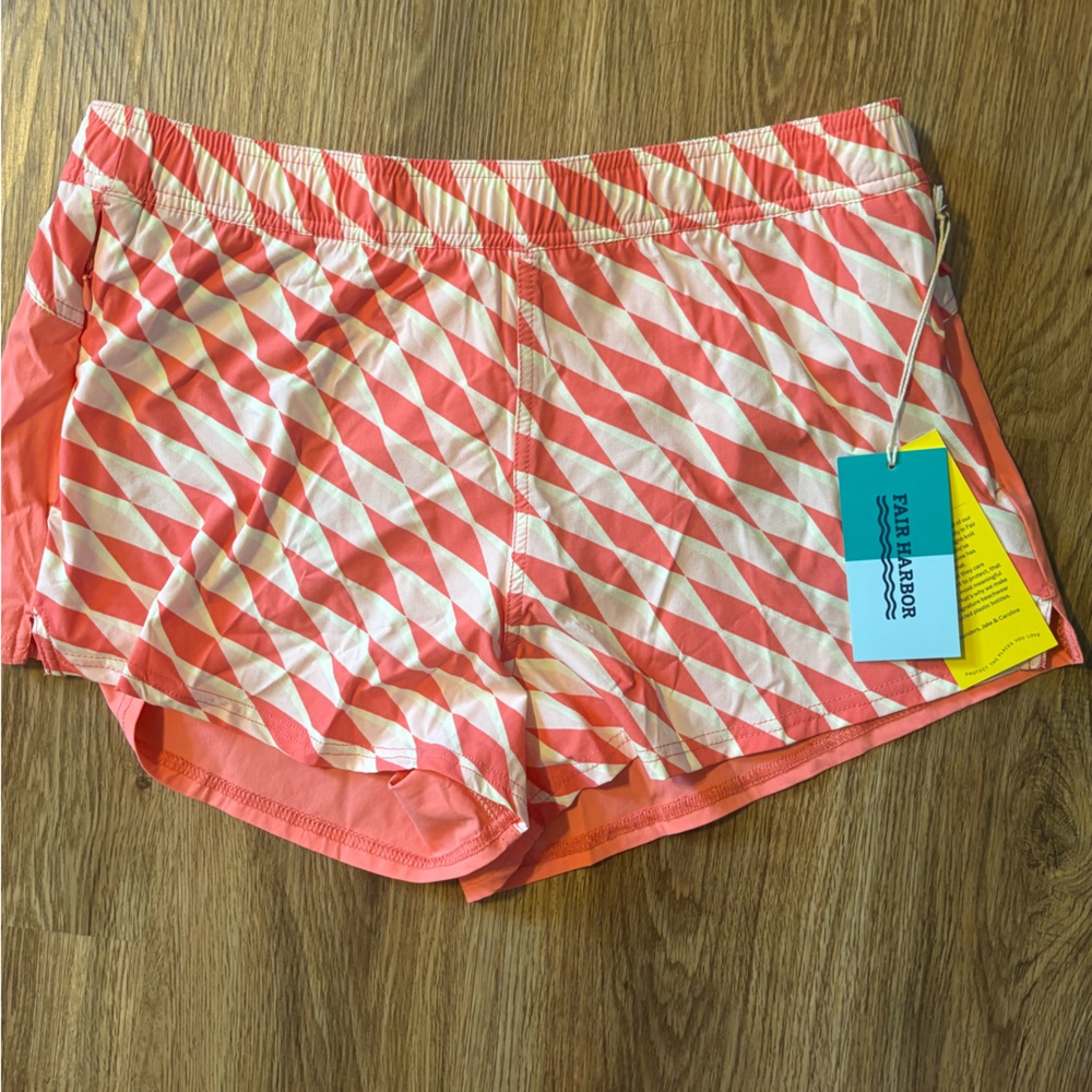 Fair Harbor Coral & White Print Women’s  Board Shorts